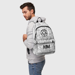 Рюкзак 3D HIM glitch на светлом фоне: символ, надпись - фото 2