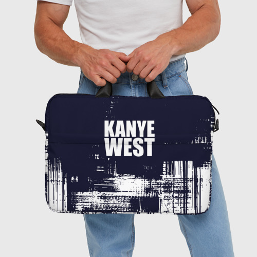 Сумка для ноутбука 3D Kanye west - краска, цвет 3D печать - фото 5