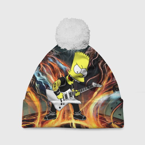 Шапка 3D c помпоном Барт Симпсон - соло на гитаре, цвет 3D печать