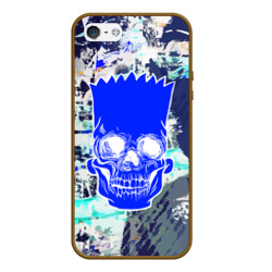 Чехол для iPhone 5/5S матовый Синий череп Барта Симпсона