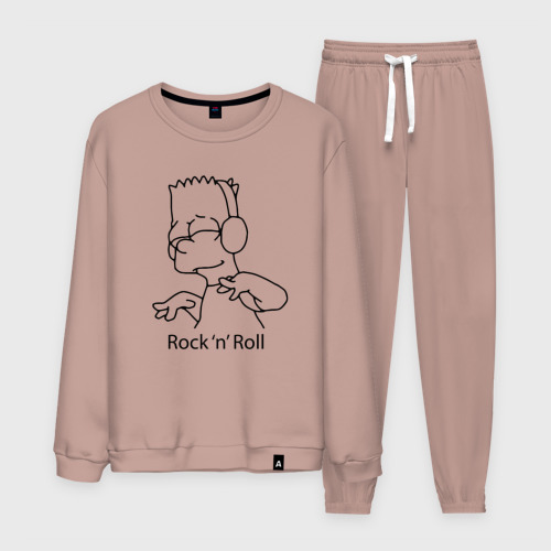 Мужской костюм хлопок с принтом Bart Simpson - Rock 'n' Roll, вид спереди #2