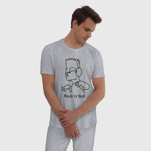 Мужская пижама хлопок с принтом Bart Simpson - Rock 'n' Roll, фото на моделе #1