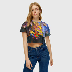 Женская футболка Crop-top 3D Барт Симпсон - свободное падение - фото 2