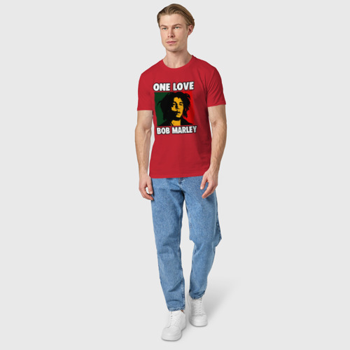 Мужская футболка хлопок Боб Марли Арт, цвет красный - фото 5