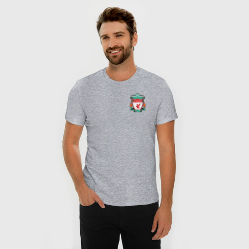 Мужская футболка хлопок Slim с принтом Ливерпуль Логотип, фото на моделе #1