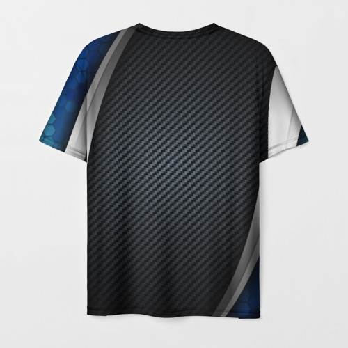 Мужская футболка 3D с принтом Black  blue Russia, вид сзади #1