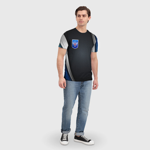 Мужская футболка 3D с принтом Black  blue Russia, вид сбоку #3