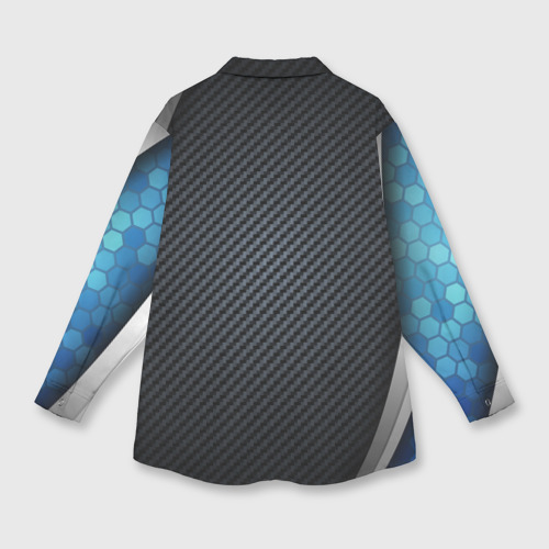 Женская рубашка oversize 3D с принтом Black  blue Russia, вид сзади #1