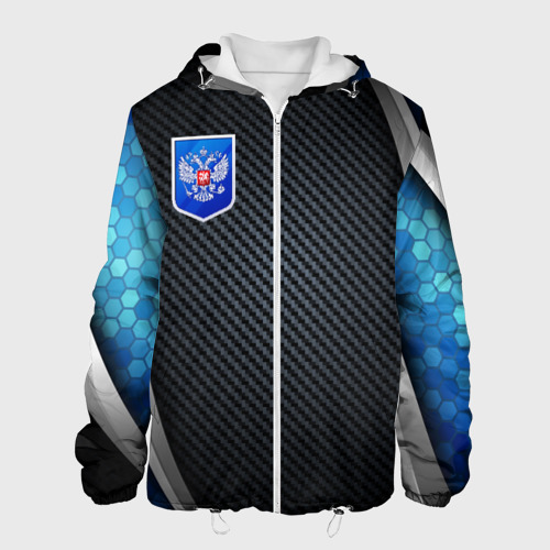 Мужская куртка 3D с принтом Black  blue Russia, вид спереди #2