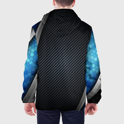 Мужская куртка 3D с принтом Black  blue Russia, вид сзади #2