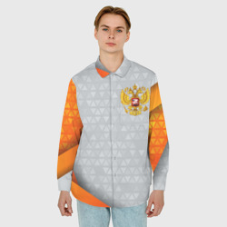 Мужская рубашка oversize 3D Orange & silver Russia - фото 2