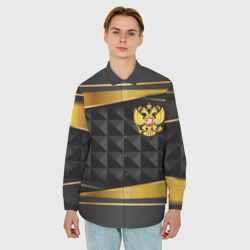 Мужская рубашка oversize 3D Gold & black - Russia - фото 2