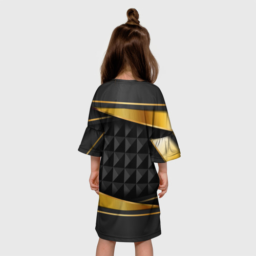 Детское платье 3D с принтом Gold & black - Russia, вид сзади #2