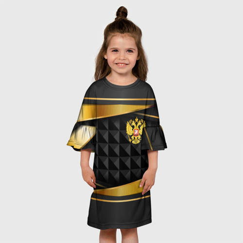 Детское платье 3D с принтом Gold & black - Russia, вид сбоку #3