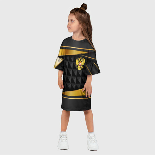 Детское платье 3D с принтом Gold & black - Russia, фото на моделе #1