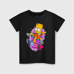 Детская футболка хлопок Барт Симпсон на скейтборде - Eat my shorts!