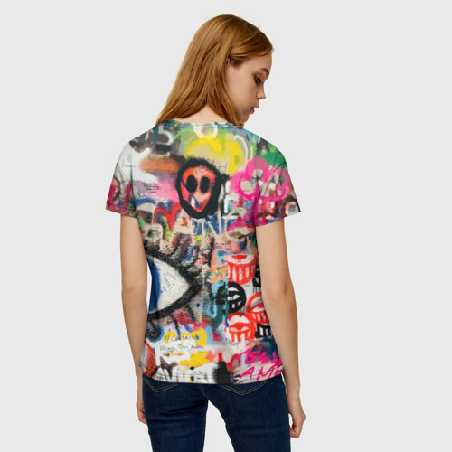 Женская футболка 3D с принтом Скейтбордист Барт Симпсон, вид сзади #2