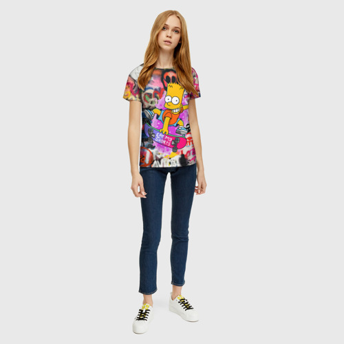Женская футболка 3D с принтом Скейтбордист Барт Симпсон, вид сбоку #3