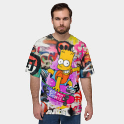 Мужская футболка oversize 3D Скейтбордист Барт Симпсон - фото 2