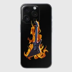 Чехол для iPhone 15 Pro Max силиконовый с защитой камеры Leos Hellraator fire