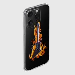 Чехол для iPhone 15 Pro силиконовый с защитой камеры Leos Hellraator fire - фото 2