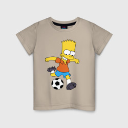 Детская футболка хлопок Барт Симпсон бьёт по футбольному мячу