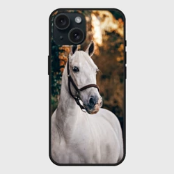 Чехол силиконовый для Apple iPhone 15 матовый Белая лошадка