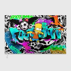 Флаг 3D Барт Симпсон - центр-форвард на фоне граффити