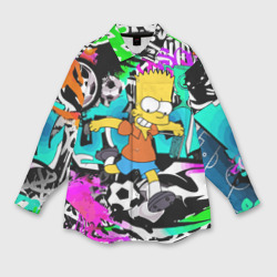 Мужская рубашка oversize 3D Барт Симпсон - центр-форвард на фоне граффити