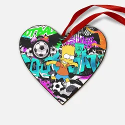 Деревянная игрушка Сердце Барт Симпсон - центр-форвард на фоне граффити