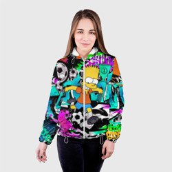 Женская куртка 3D Барт Симпсон - центр-форвард на фоне граффити - фото 2