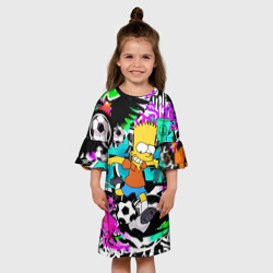 Детское платье 3D Барт Симпсон - центр-форвард на фоне граффити - фото 2