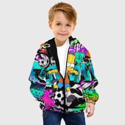 Детская куртка 3D Барт Симпсон - центр-форвард на фоне граффити - фото 2