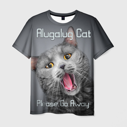 Мужская футболка с принтом Поющий британский кот - Alugalug, вид спереди №1
