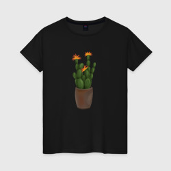 Цветущий кактус – Женская футболка хлопок с принтом купить со скидкой в -20%
