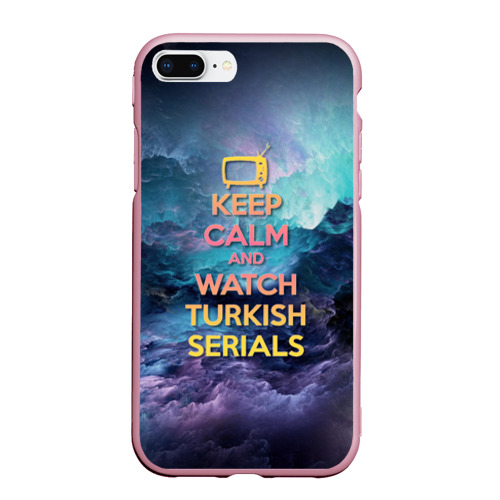 Чехол для iPhone 7Plus/8 Plus матовый Keep calm and Watch serials, цвет розовый