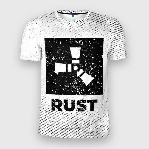 Мужская футболка 3D Slim с принтом Rust с потертостями на светлом фоне, вид спереди #2
