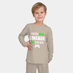 Детская пижама с лонгсливом хлопок I paused Lineage to be here с зелеными стрелками - фото 2