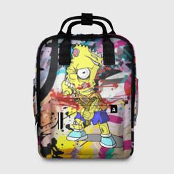 Женский рюкзак 3D Зомби Барт Симпсон с рогаткой на фоне граффити