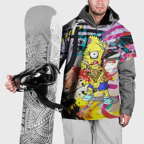 Накидка на куртку 3D Зомби Барт Симпсон с рогаткой на фоне граффити, цвет 3D печать