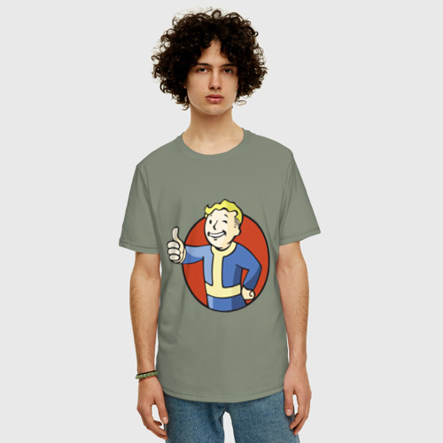 Мужская футболка хлопок Oversize Vault boy like, цвет авокадо - фото 3