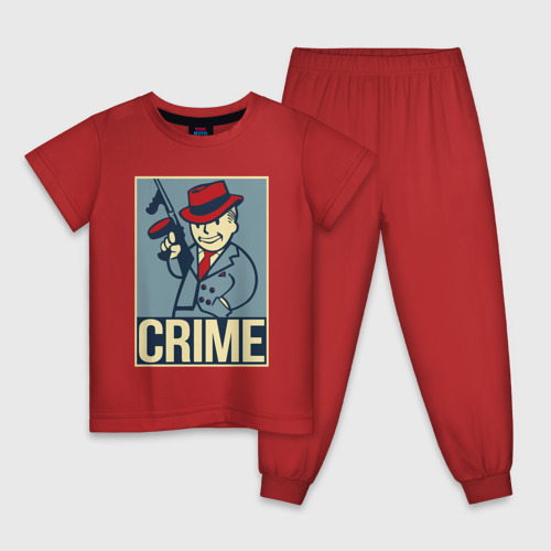 Детская пижама хлопок с принтом Vault crime boy, вид спереди #2
