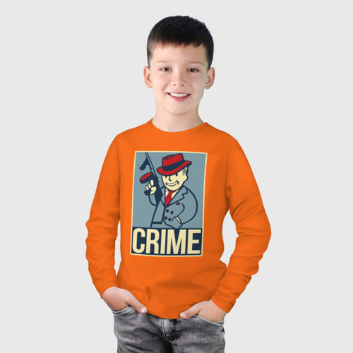 Детский лонгслив хлопок с принтом Vault crime boy, фото на моделе #1