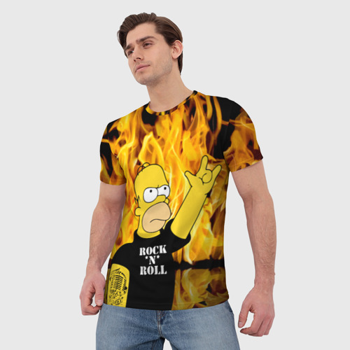 Мужская футболка 3D Homer Simpson - Rock 'n' Roll!, цвет 3D печать - фото 3