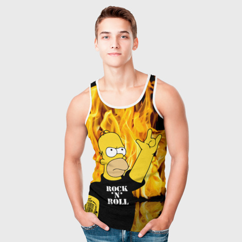 Мужская майка 3D Homer Simpson - Rock 'n' Roll!, цвет 3D печать - фото 5