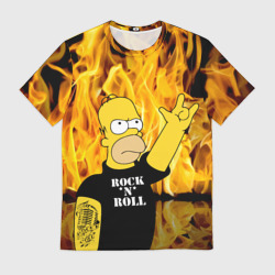 Мужская футболка 3D Homer Simpson - Rock 'n' Roll!