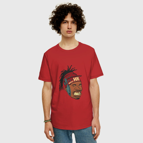 Мужская футболка хлопок Oversize с принтом Busta Rhymes, фото на моделе #1