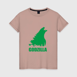 Женская футболка хлопок Green Godzilla