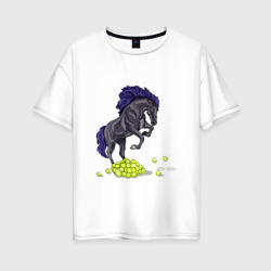Женская футболка хлопок Oversize Лошадь на дыбах