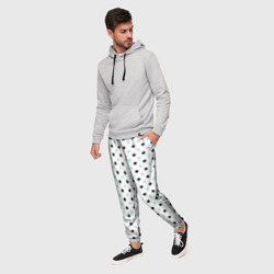 Мужские брюки 3D Бирюзовые, черные звезды на белом - фото 2